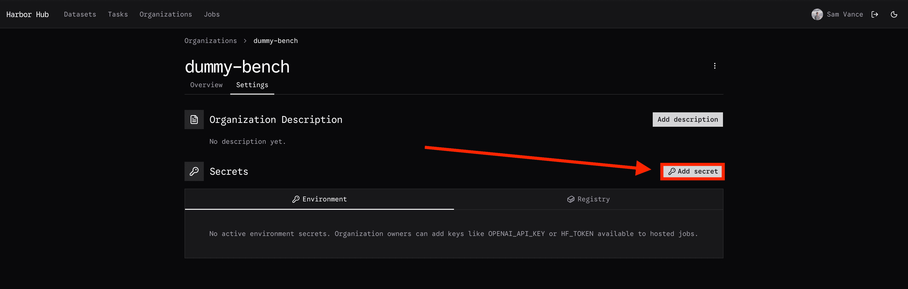 Add Org Secrets