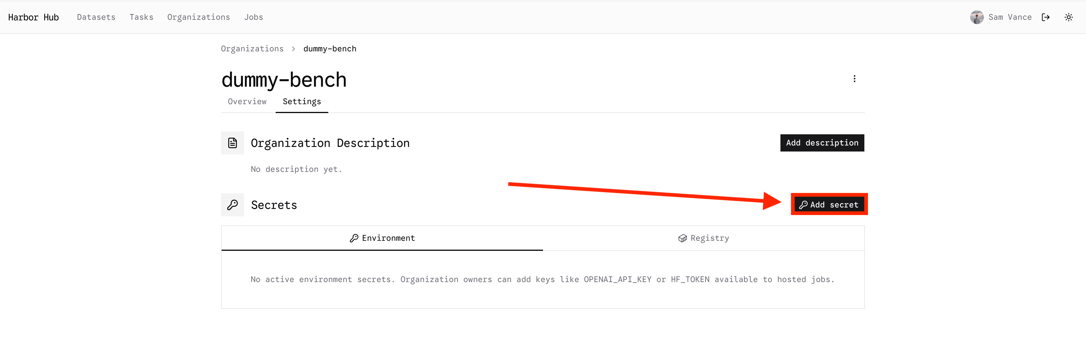 Add Org Secrets